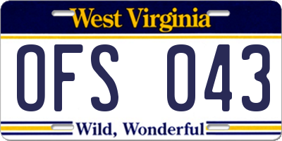 WV license plate OFS043