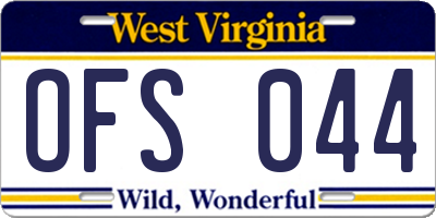 WV license plate OFS044