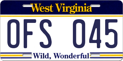 WV license plate OFS045