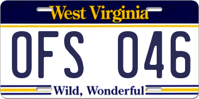 WV license plate OFS046