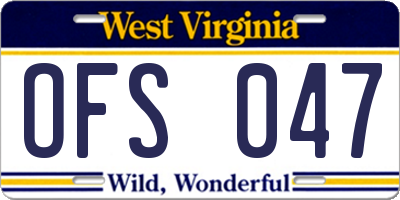 WV license plate OFS047