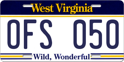 WV license plate OFS050