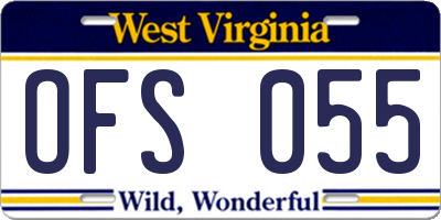 WV license plate OFS055