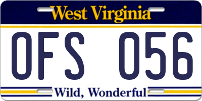 WV license plate OFS056
