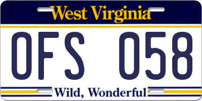 WV license plate OFS058