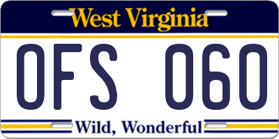 WV license plate OFS060