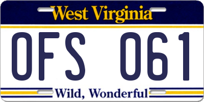 WV license plate OFS061
