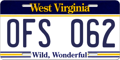 WV license plate OFS062
