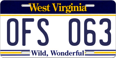WV license plate OFS063