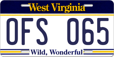 WV license plate OFS065