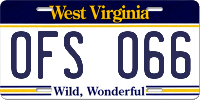 WV license plate OFS066
