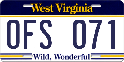 WV license plate OFS071