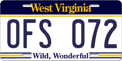 WV license plate OFS072