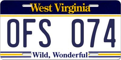WV license plate OFS074