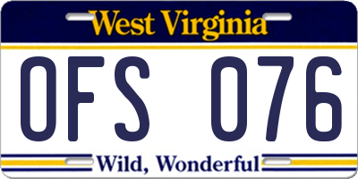 WV license plate OFS076