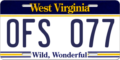WV license plate OFS077