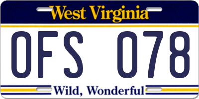 WV license plate OFS078