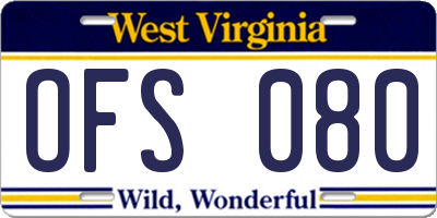 WV license plate OFS080