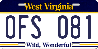 WV license plate OFS081