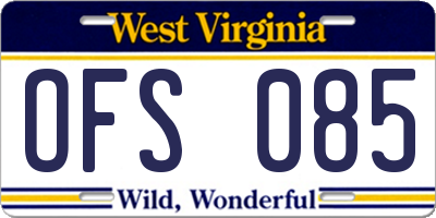 WV license plate OFS085