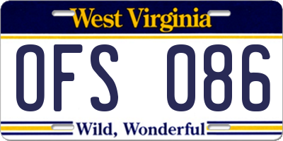 WV license plate OFS086