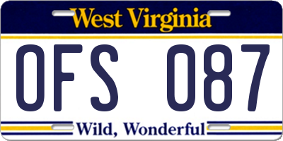 WV license plate OFS087