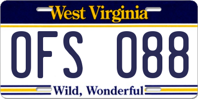 WV license plate OFS088