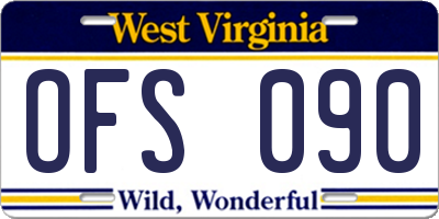 WV license plate OFS090