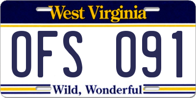 WV license plate OFS091
