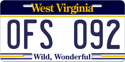 WV license plate OFS092