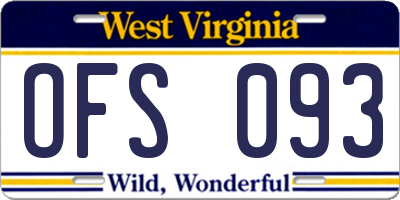 WV license plate OFS093
