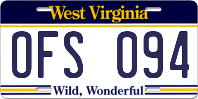 WV license plate OFS094
