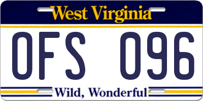 WV license plate OFS096