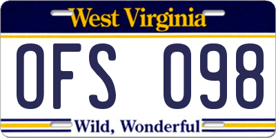WV license plate OFS098