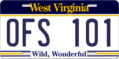 WV license plate OFS101