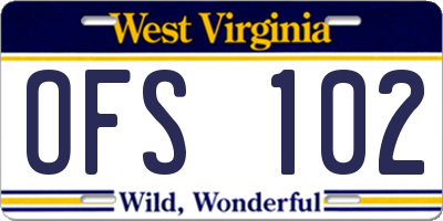 WV license plate OFS102