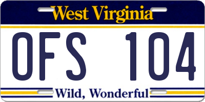 WV license plate OFS104