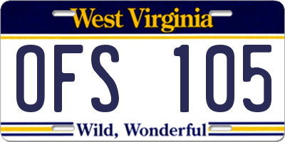 WV license plate OFS105