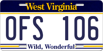 WV license plate OFS106
