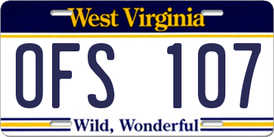 WV license plate OFS107