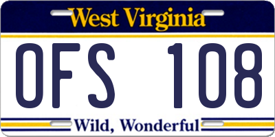 WV license plate OFS108