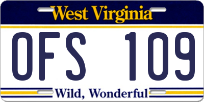 WV license plate OFS109