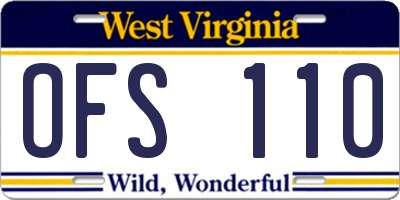WV license plate OFS110