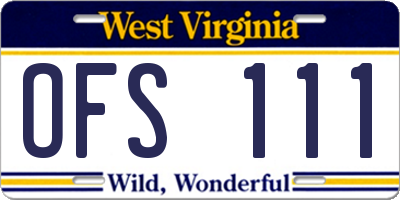 WV license plate OFS111