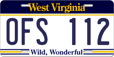 WV license plate OFS112