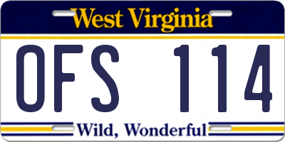 WV license plate OFS114