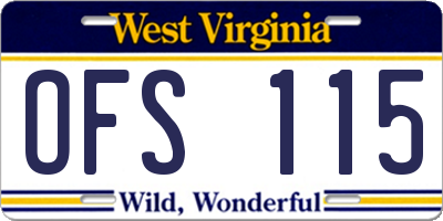 WV license plate OFS115