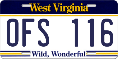 WV license plate OFS116