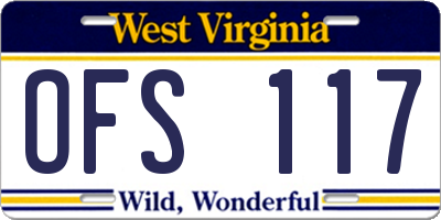 WV license plate OFS117