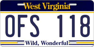 WV license plate OFS118